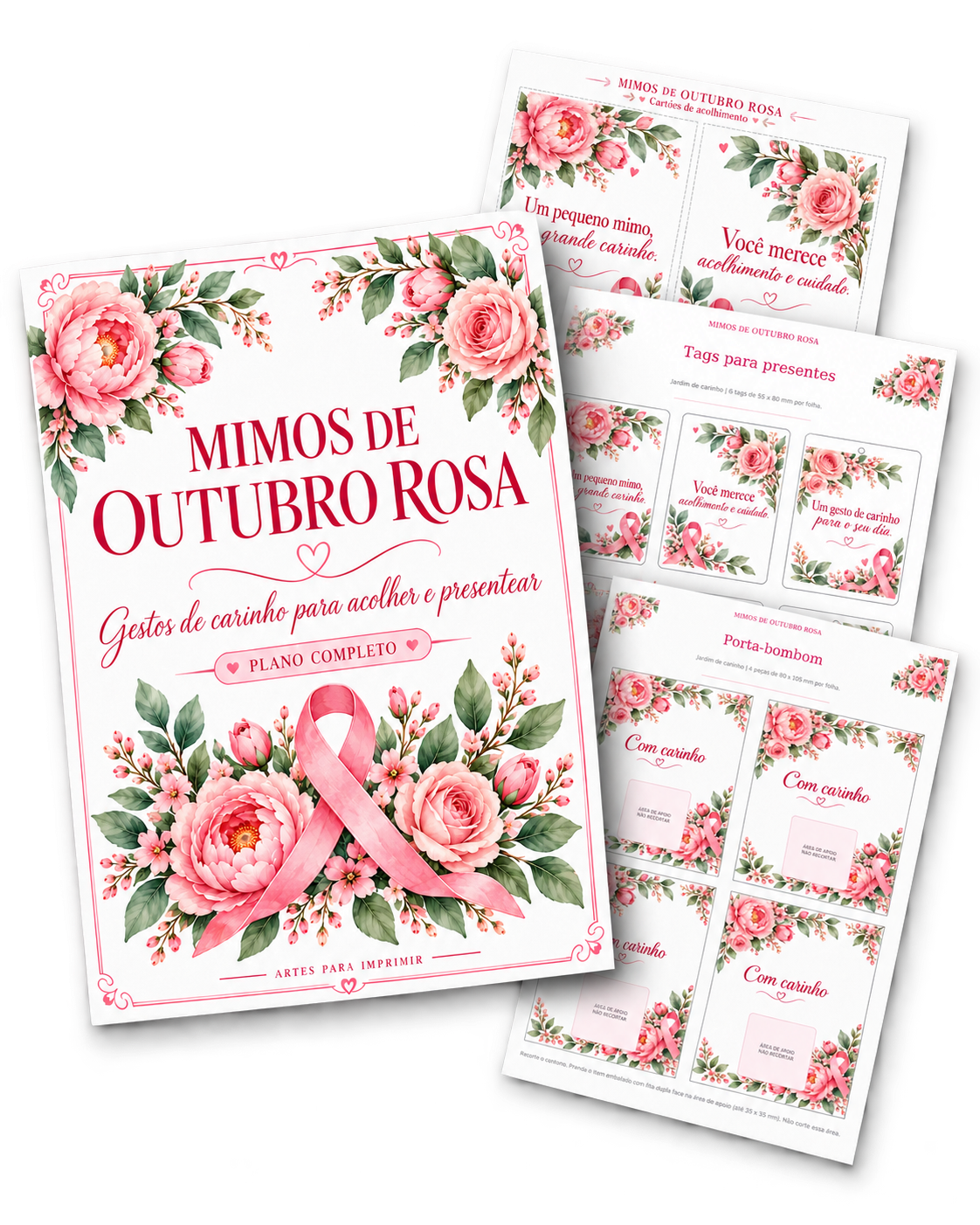 Capa e páginas do Mimos de Outubro Rosa